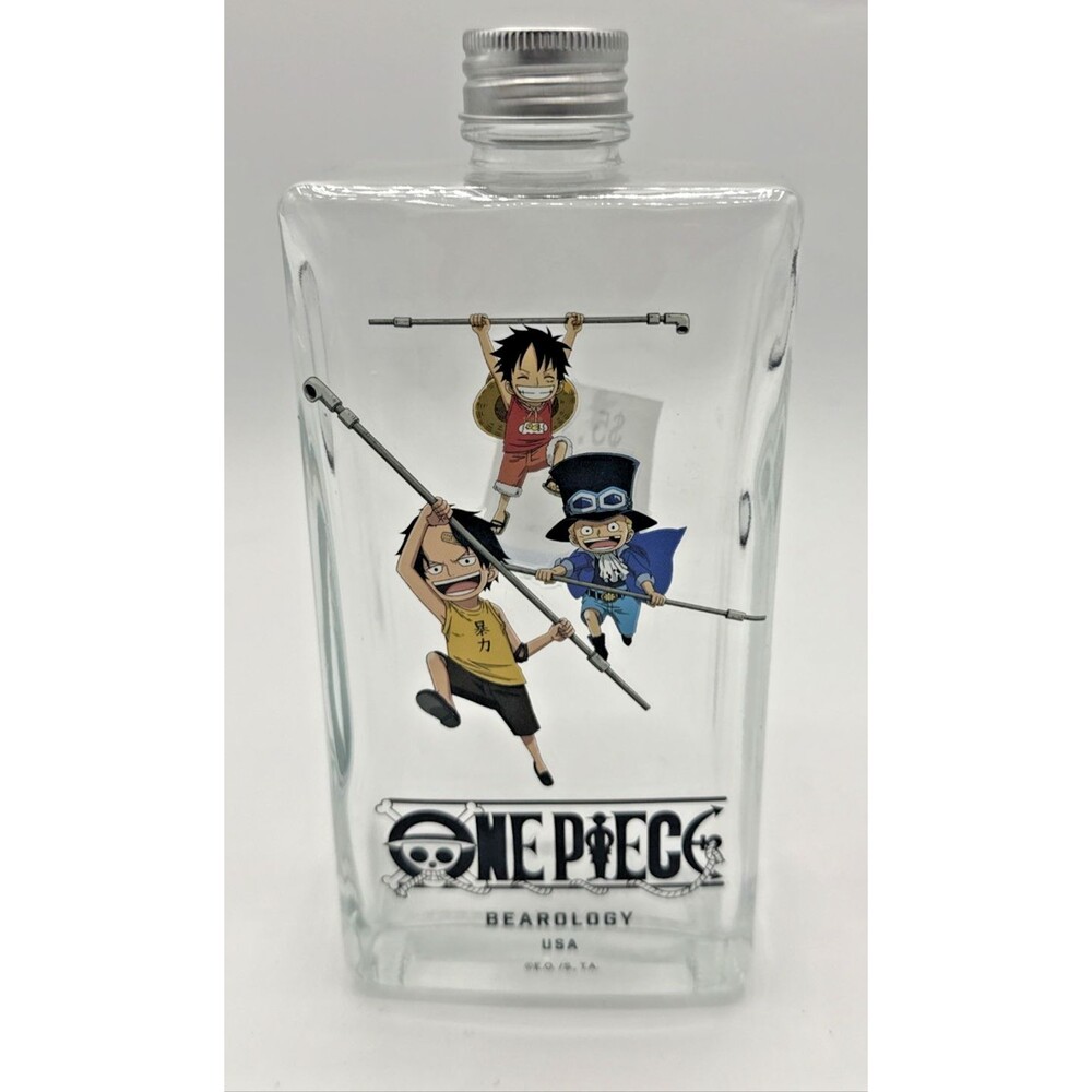 One Piece Kids x Bearology Flask Glass Bottle with Screw Top Lid Anime  8”